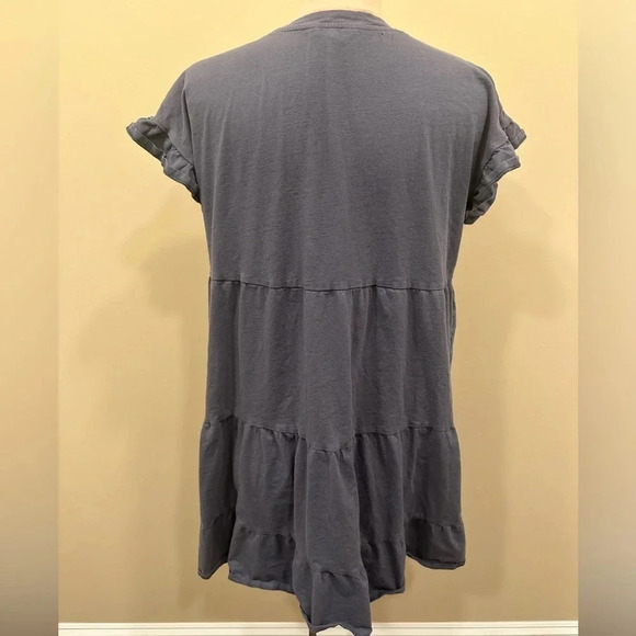 TIME and TRU Grey Gray Short Sleeve Ruffled Knee Length Dress Size Small 4-6 - Picture 6 of 7